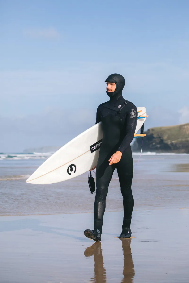 C-Skins Mens Session 5/4 Hooded 2024 Wetsuit Black x White-6